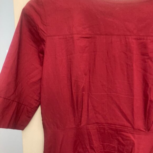 COPY--Simple Garnet Red Cotton Dress - Picture 2 of 4